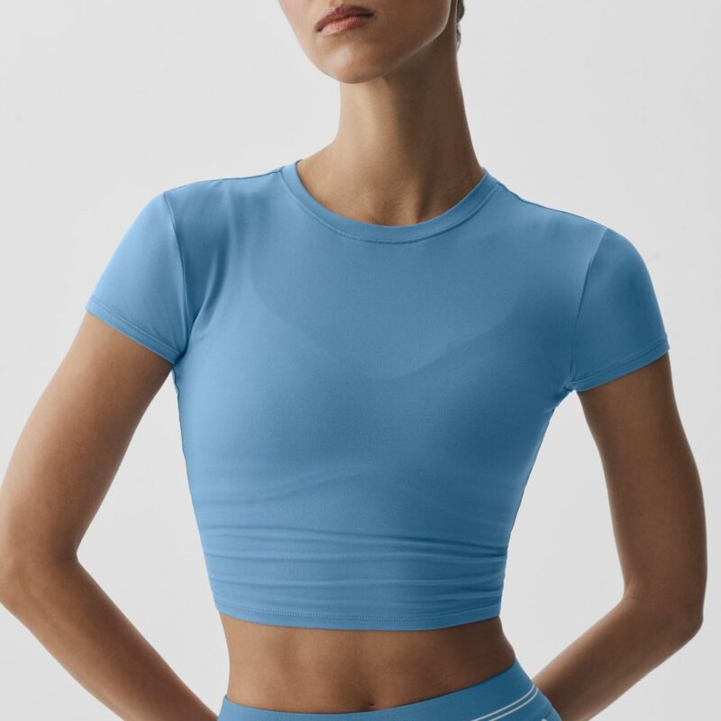 Alosoft Crop Finesse Short Sleeve - California Blue