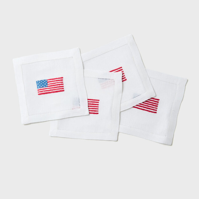 American Flag Embroidered Cocktail Napkins Set of 4 Tuckernuck Home