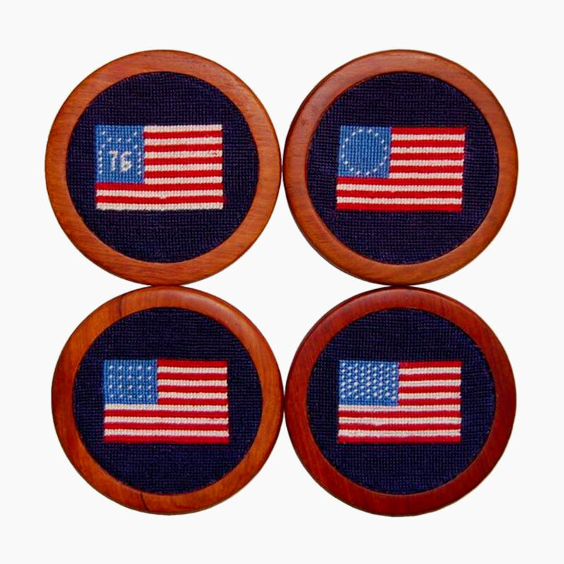 American Flag Needlepoint Coaster Set Smathers and Branson