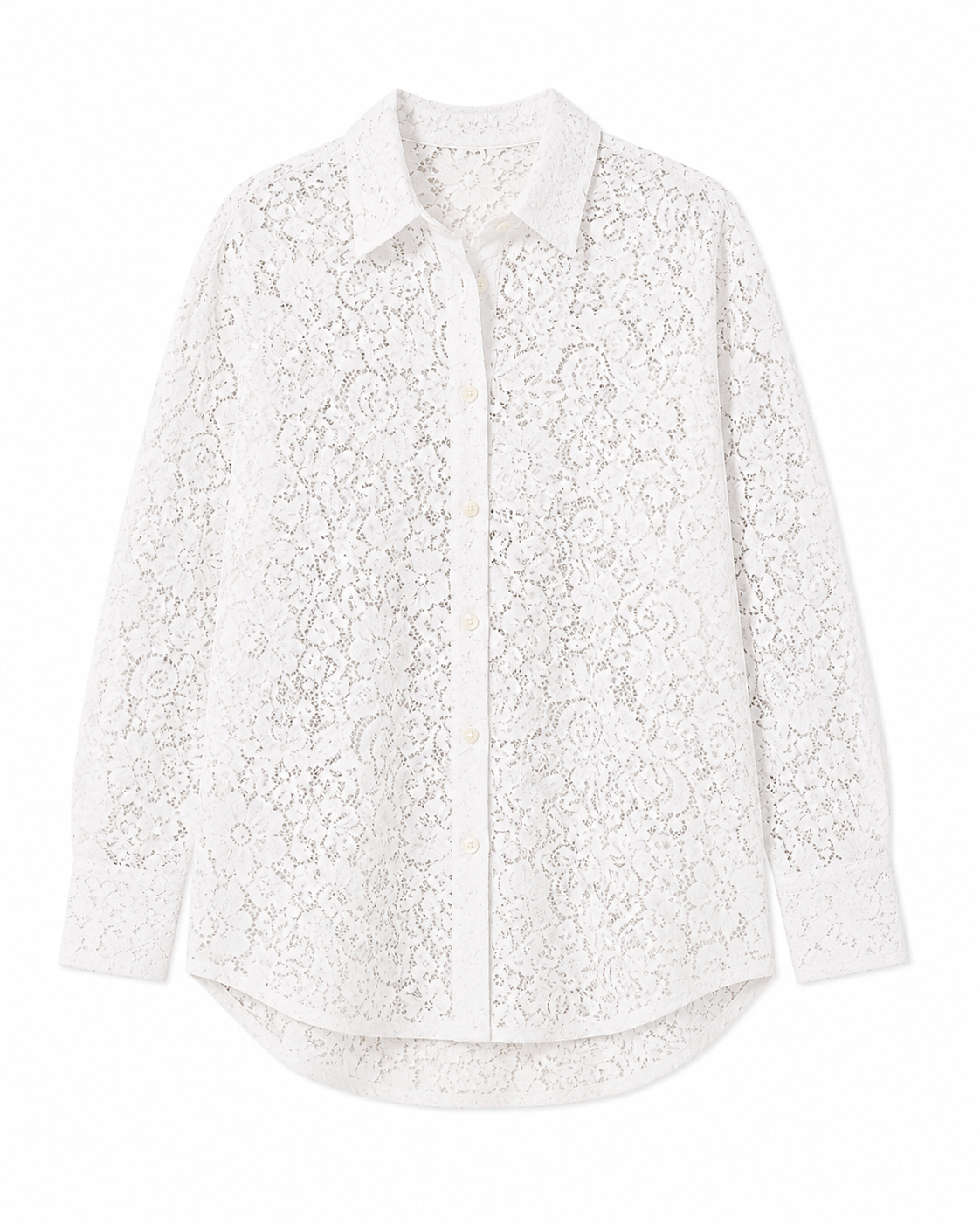 AquaLace Quick-Drying Button Down Beach Shirt in Blanc Floral Lace Stylest