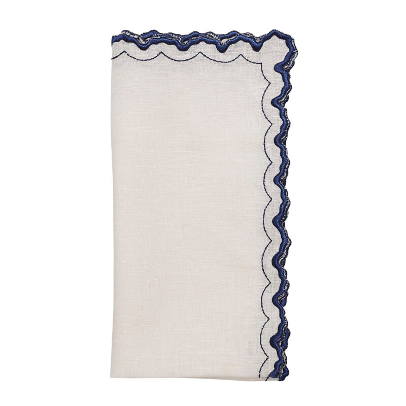 Arches Napkin in White & Blue, Set of 4