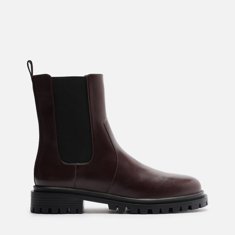 AREZZO | Brandy Low Block Leather Boot Arezzo US