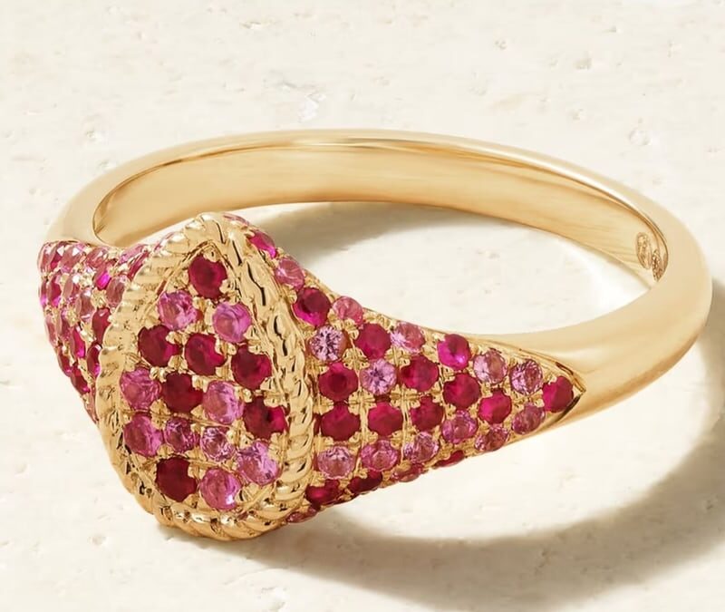 Baby Chevaliere Poire Multi Tsavorite Ring