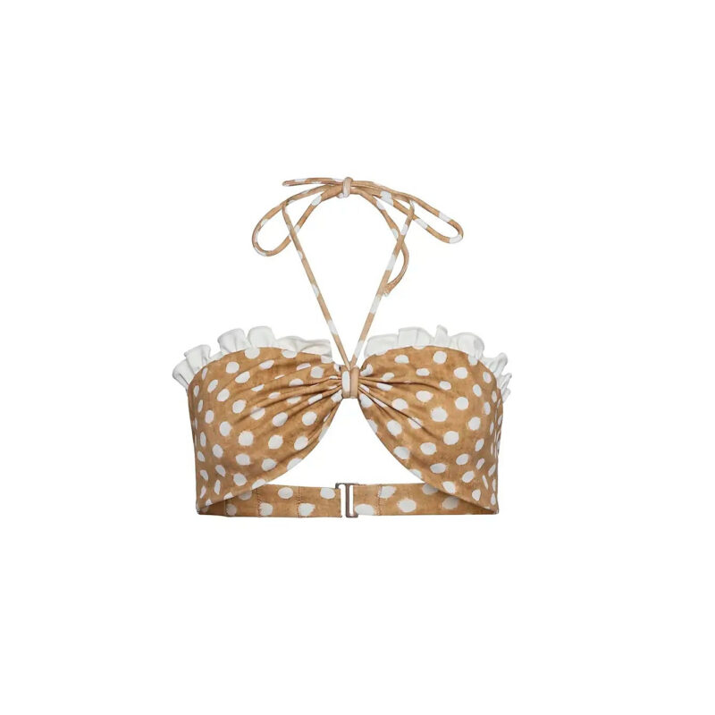 Belize Bikini Top in Coconut Sand Dot Hunter bell