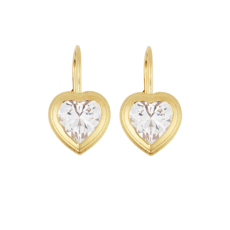 Bezel Heart Drop Earrings HART
