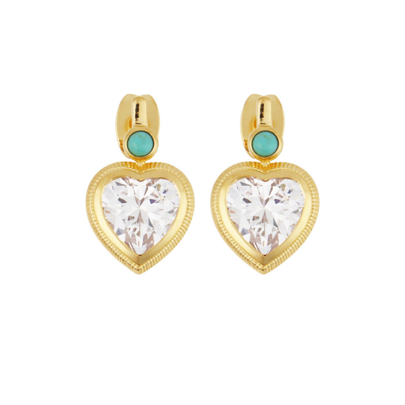 Bezel Heart Earrings with Turquoise HART