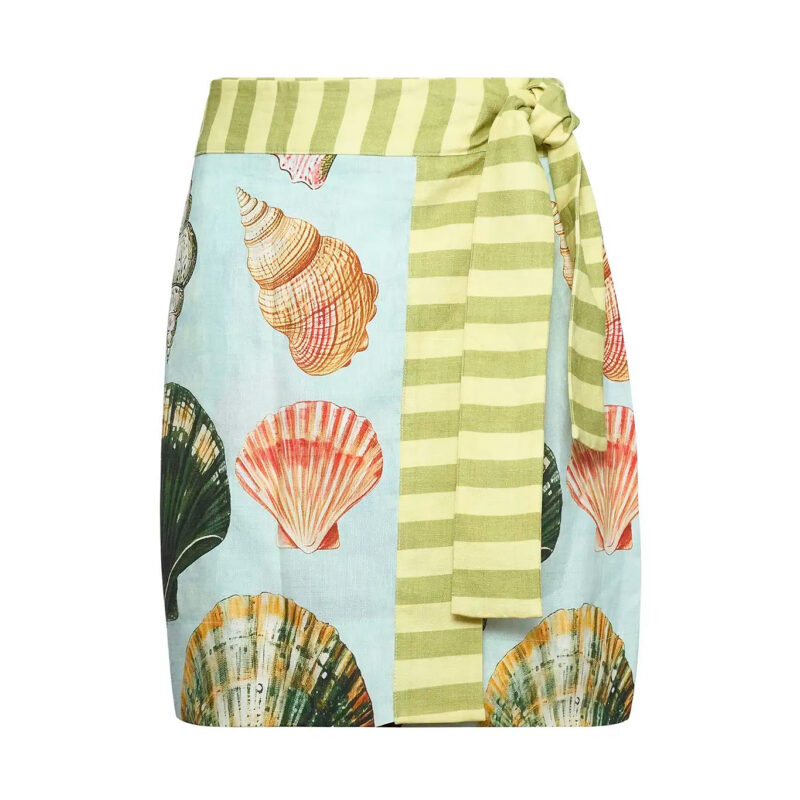 Bistro Skirt in Somers Shell Mint Hunter bell