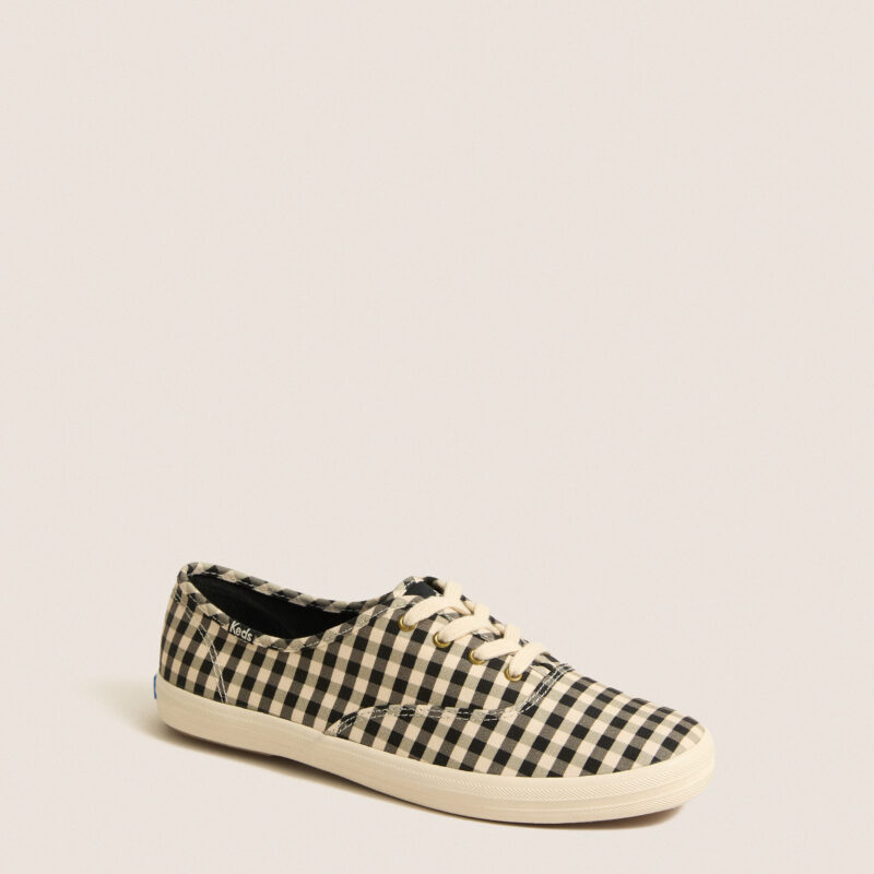 Black and Parchment Buffalo Plaid Champion Sneakers Keds