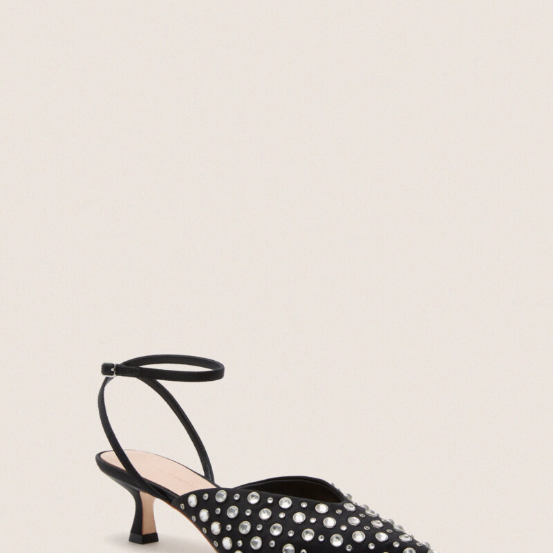 Black Satin with Crystal Rio Heels Loeffler Randall