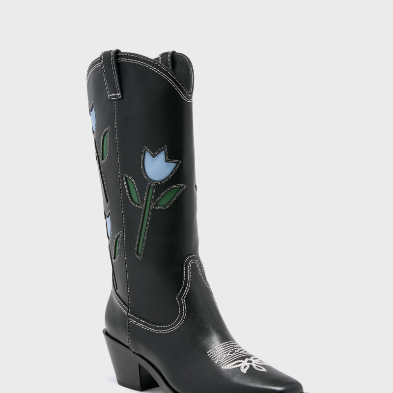 Black with Tulips Wilder Boots Loeffler Randall