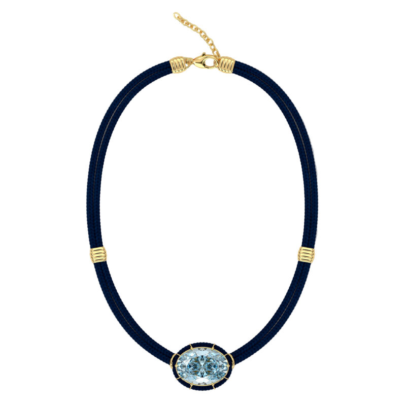 Blue Topaz Silk Cord Pendant, Navy Blue Cord Courtney Leidy
