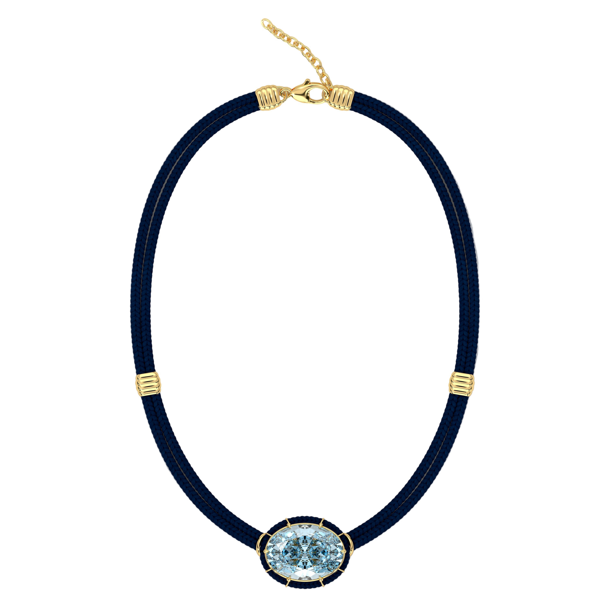 Blue Topaz Silk Cord Pendant, Navy Blue Cord Courtney Leidy