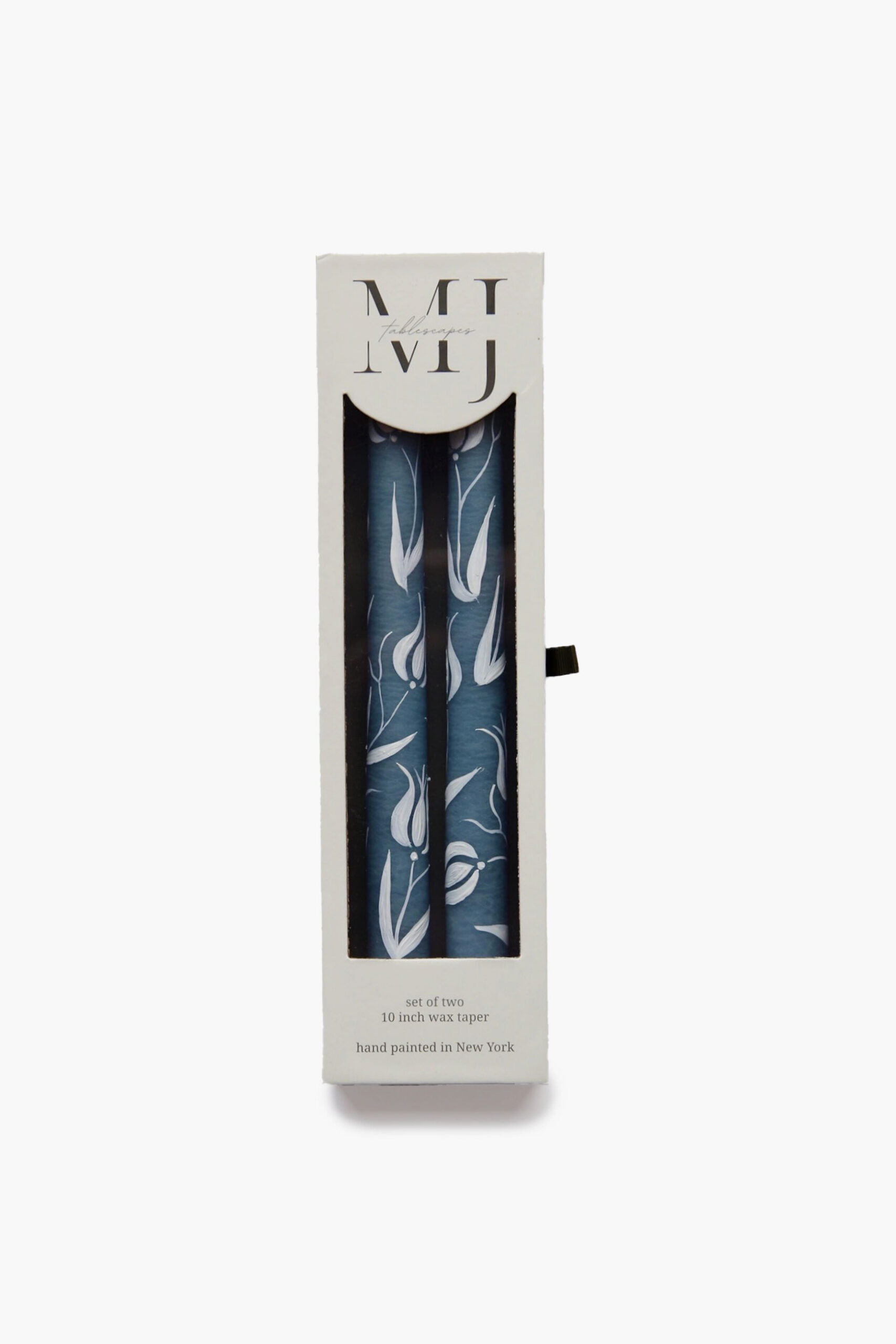 Blue Tulip Hand Painted Taper Candles (Set of 2) MJ Tablescapes