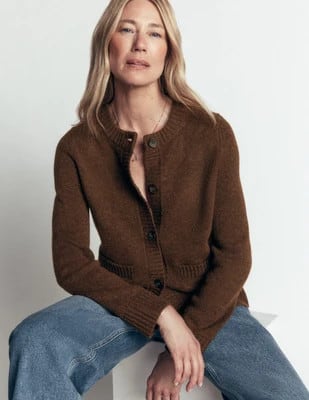 Boden Women's Marta Merino Wool Cardigan in Brown | Size Small