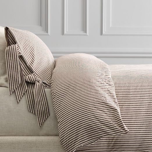 brown striped bedding