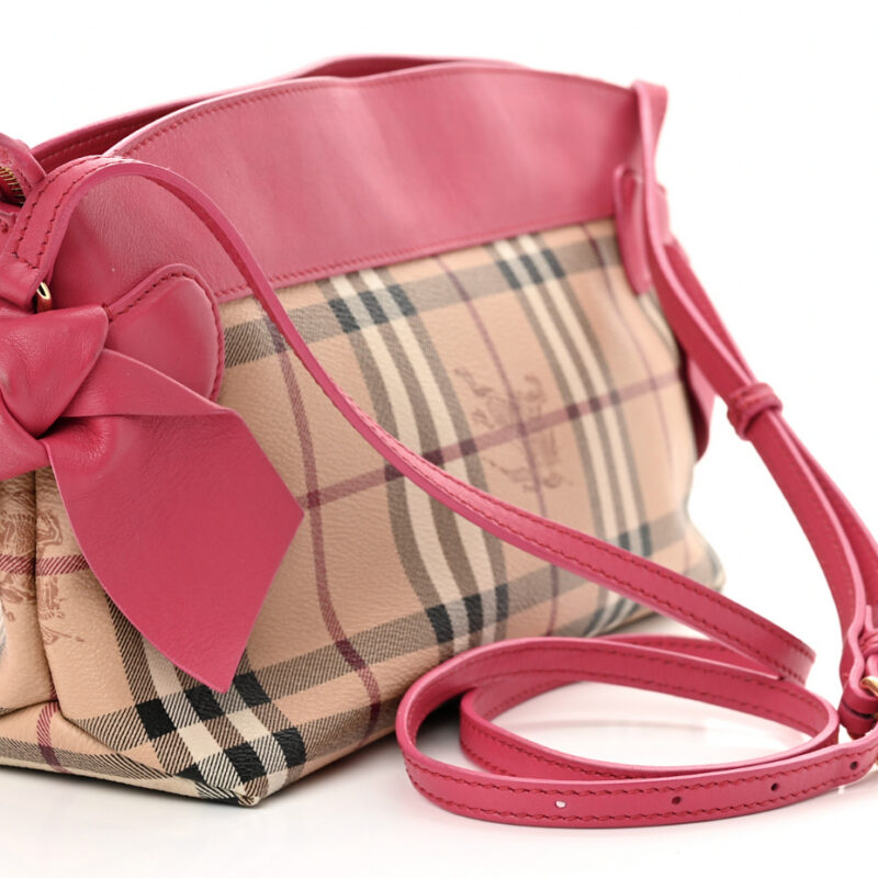 Burberry haymarket Check Bow Tie Crossbody Bag Pink FASHIONPHILE