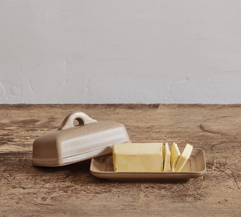 butter dish in flax