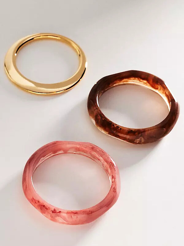 BY ANTHROPOLOGIE | Boho Bangle Bracelets, Set of 3 - Pink