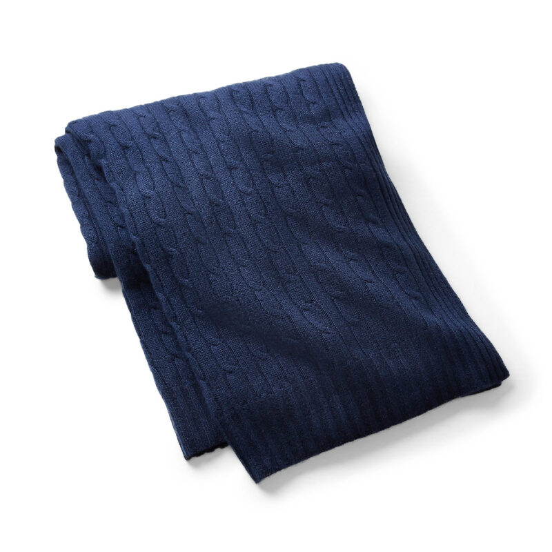 Cable Cashmere Throw Blanket in Navy Ralph Lauren