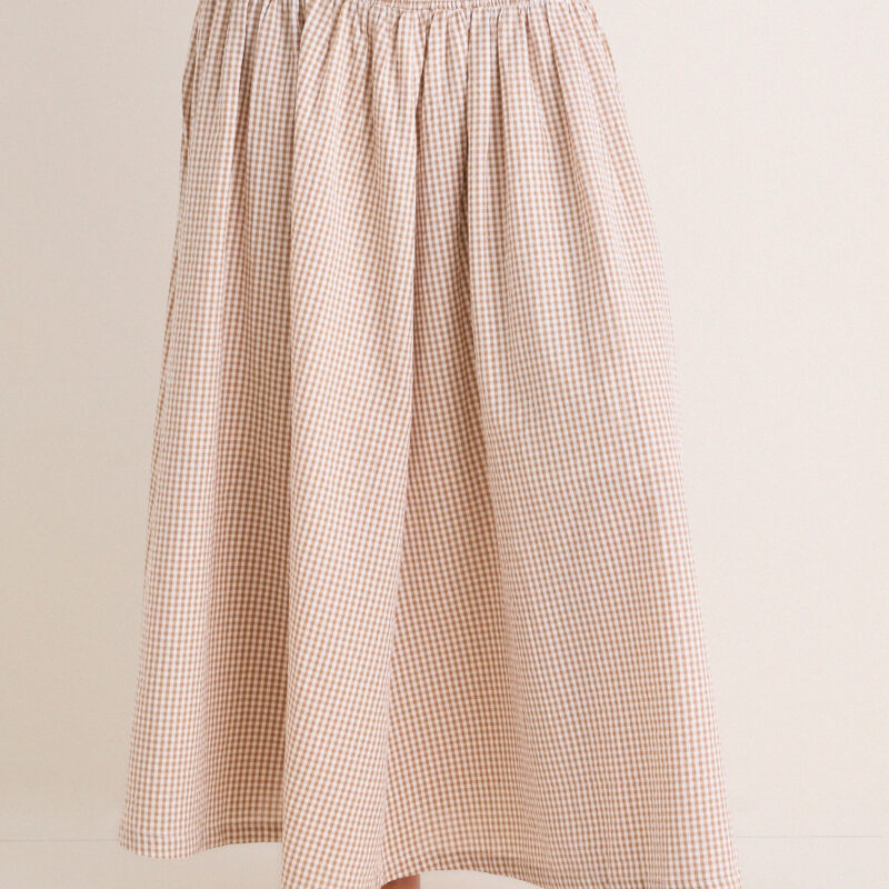 Cafe Check Smocked Maxi Skirt Love Tomas by Emerson Fry