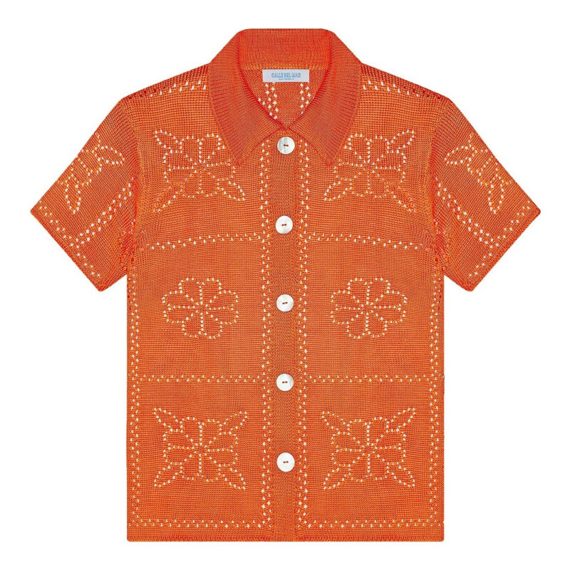 CALLE DEL MAR - Floral Tile Short Sleeve Shirt CALLE DEL MAR