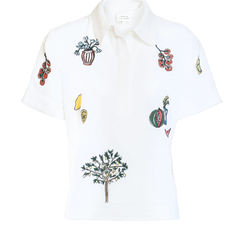 Callum Top in Optic White Tanya Taylor