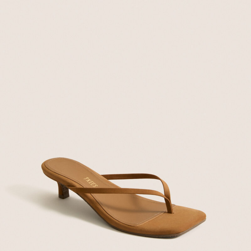Camel Suede Square Toe Julia Heels TKEES