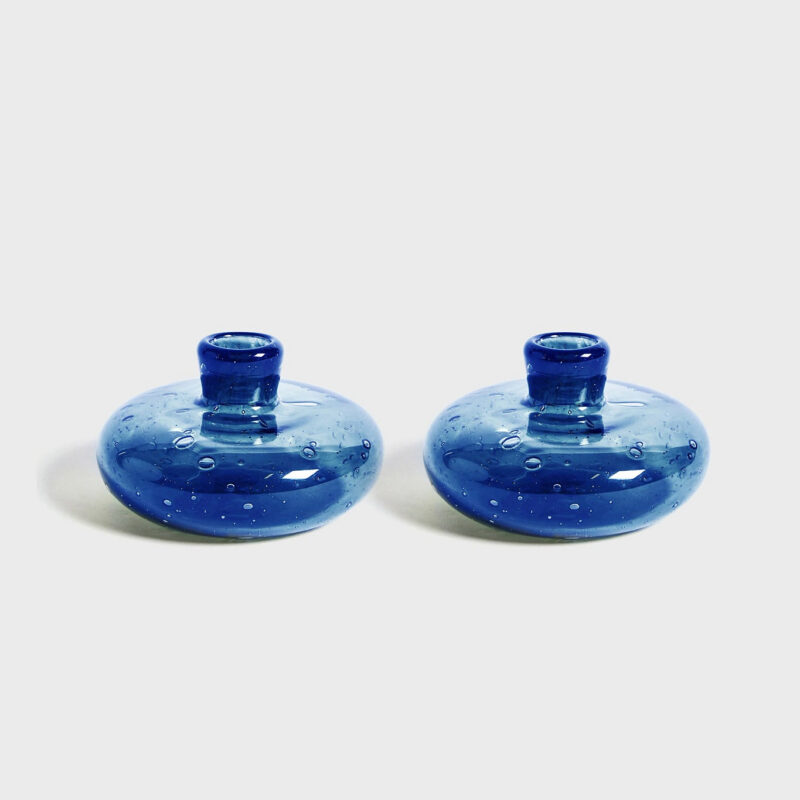 Candy Blue Bubble Glass Candleholder Misette