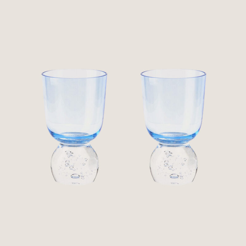 Candy Blue Hand-Blown Bubble Glass Tumbler (Set of 2) Misette