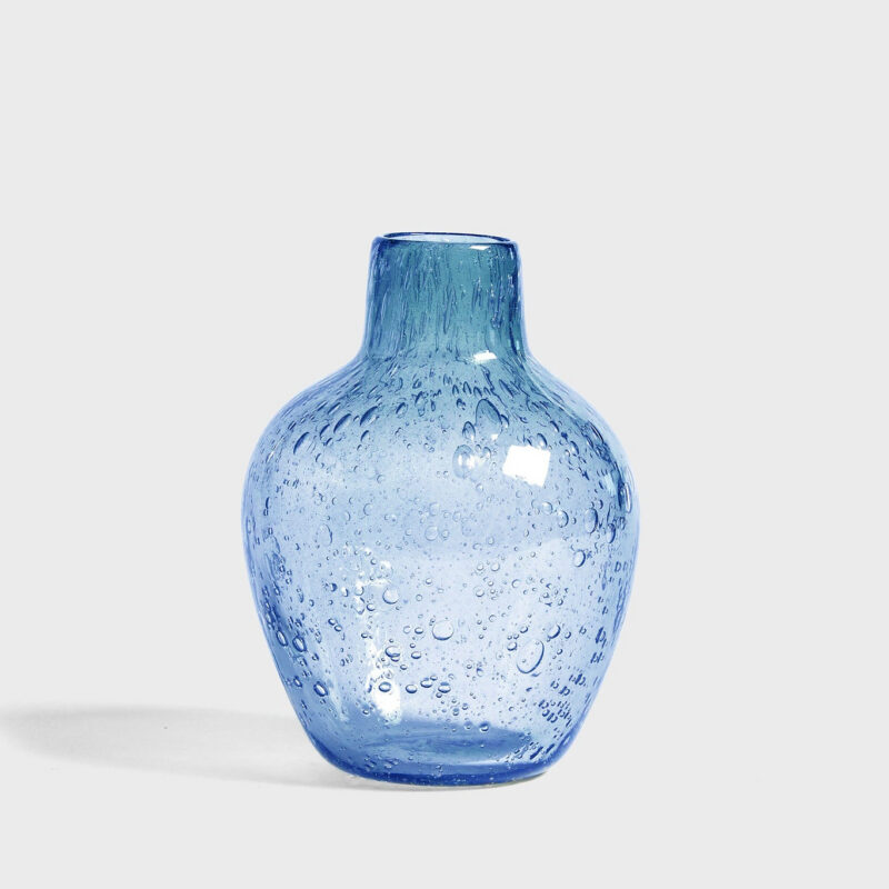 Candy Blue Hand Blown Bubble Glass Vase Misette