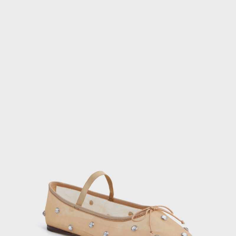 Caramel Mesh with Clear Rhinestone Leonie Flats Loeffler Randall
