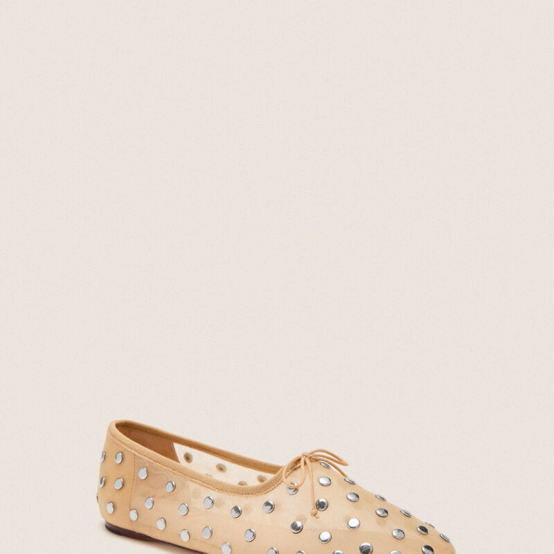 Caramel Mesh With Silver Studs Landon Flats Loeffler Randall