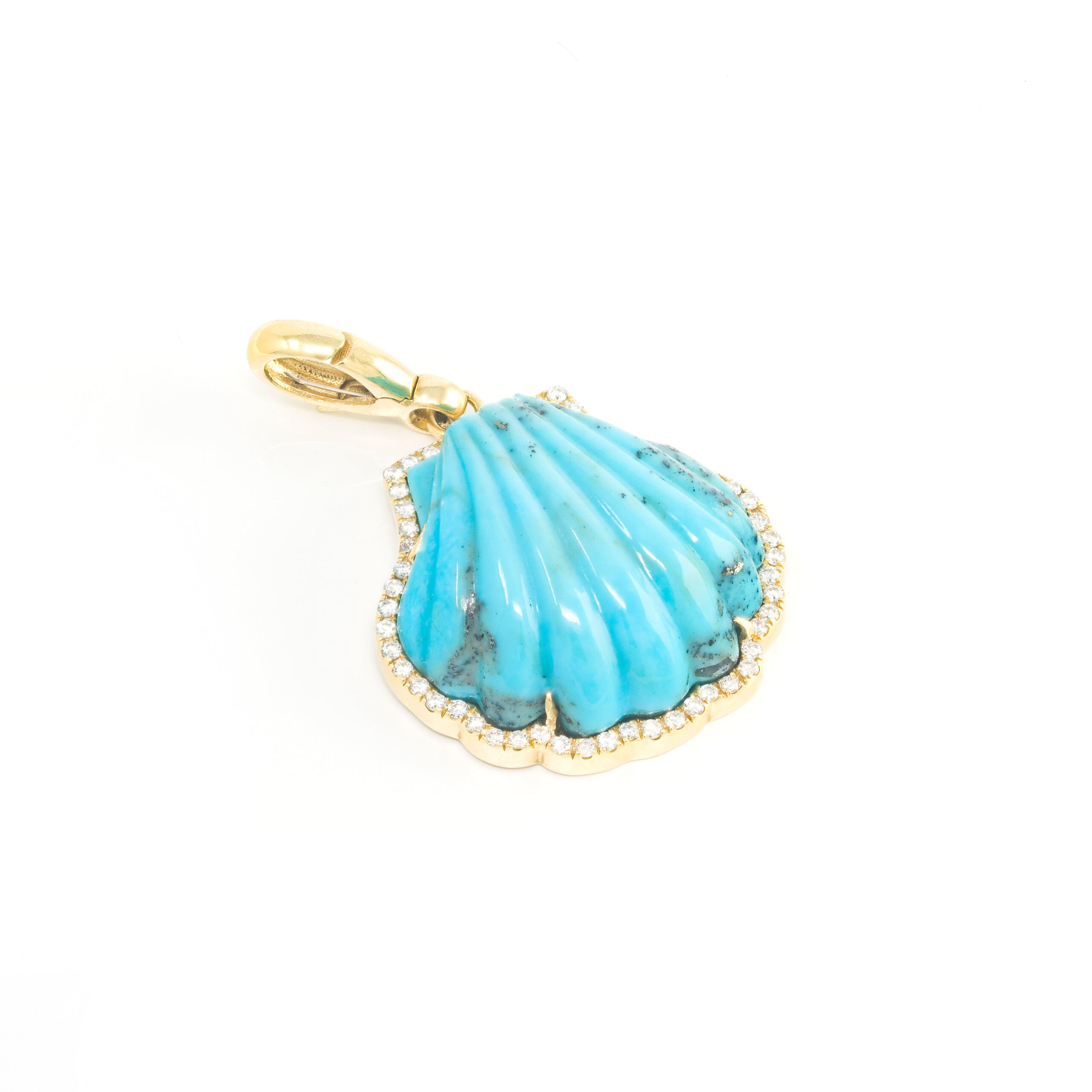 Carved Stone Shell In Diamond Frame Charm Jenna Blake