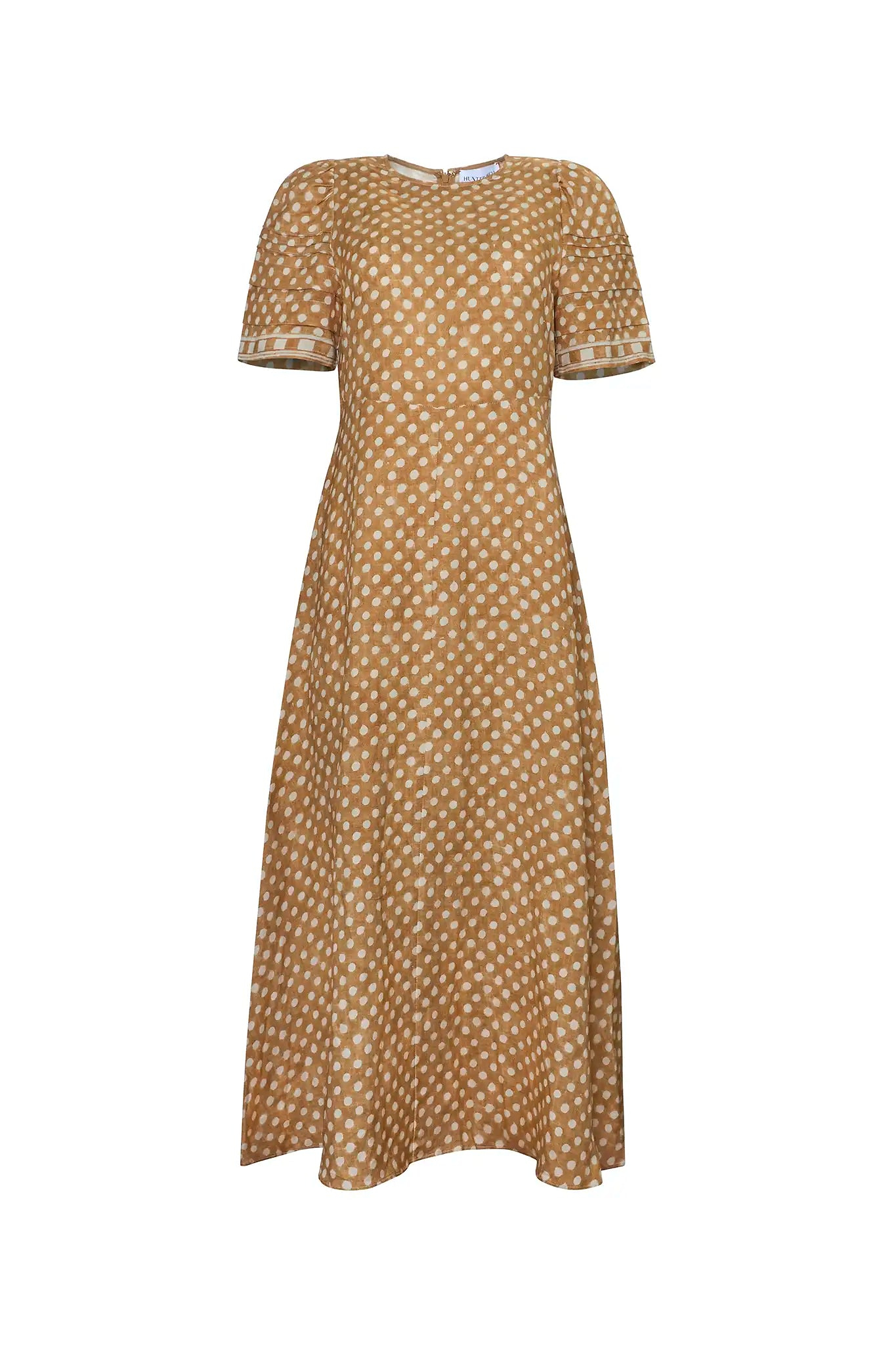 Casey Dress in Coconut Sand Dot Hunter bell