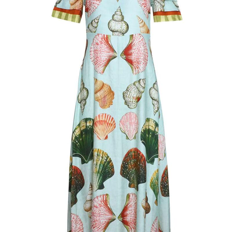 Casey Dress in Somers Shell Mint Hunter bell