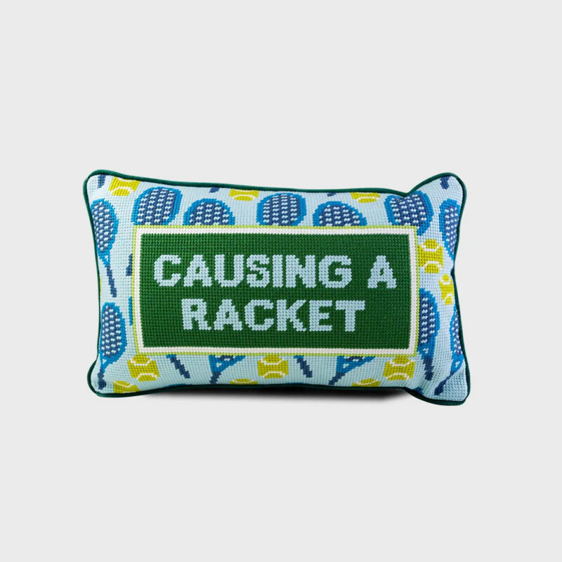 Causing A Racket Needlepoint Pillow Furbish Studio