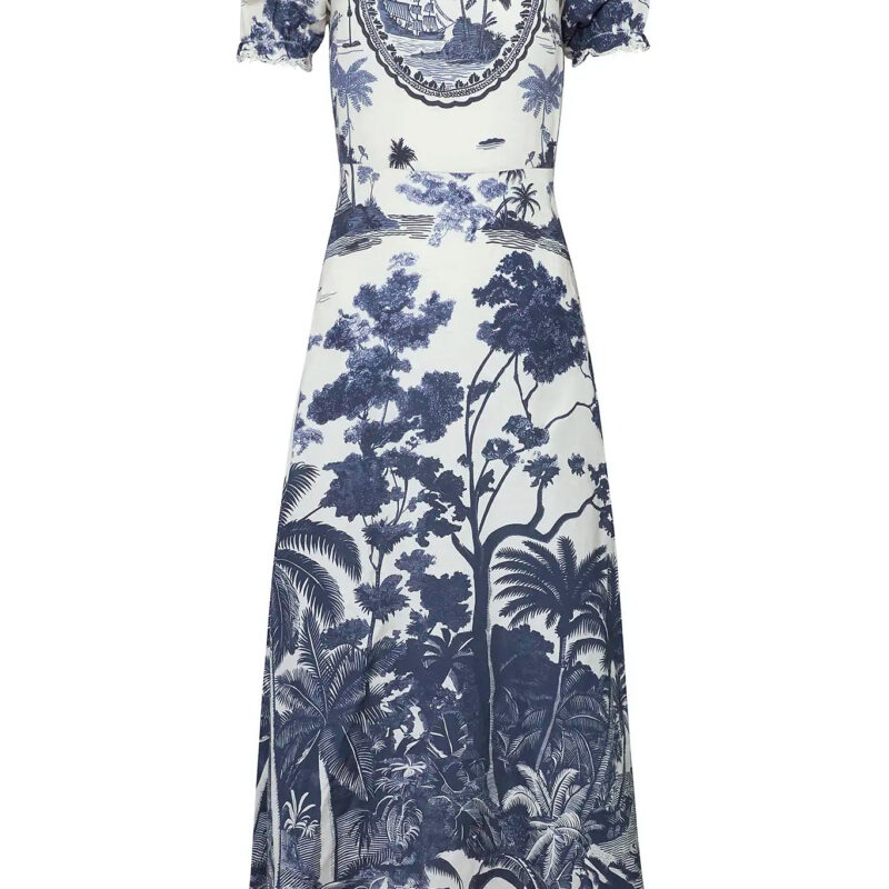 Cecily Dress in Bermuda Toile Hunter bell