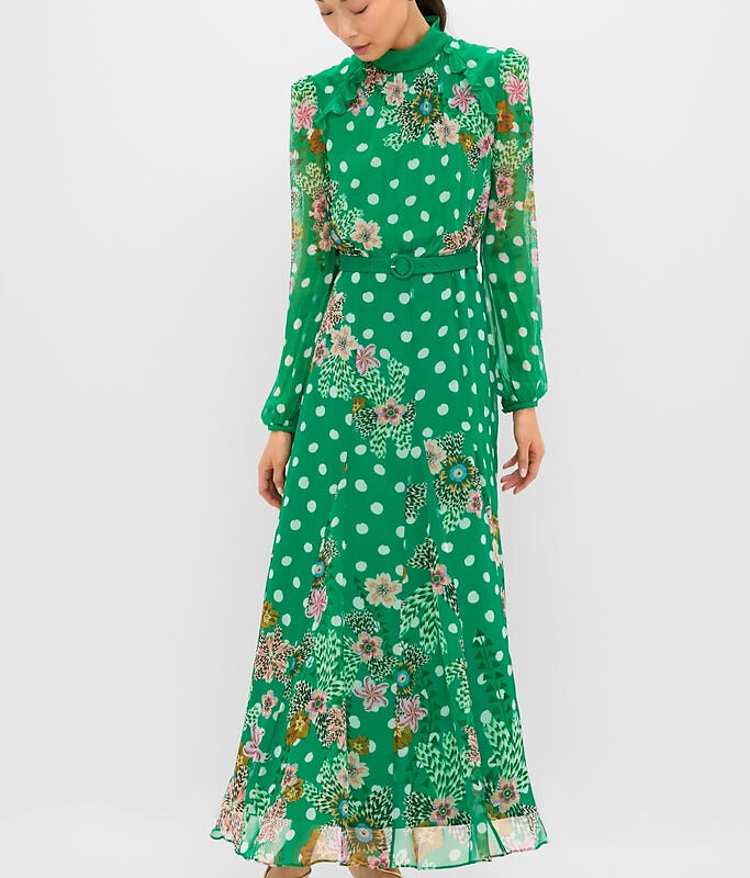 Celosia Polka Jacqui-B Maxi Dress Saloni
