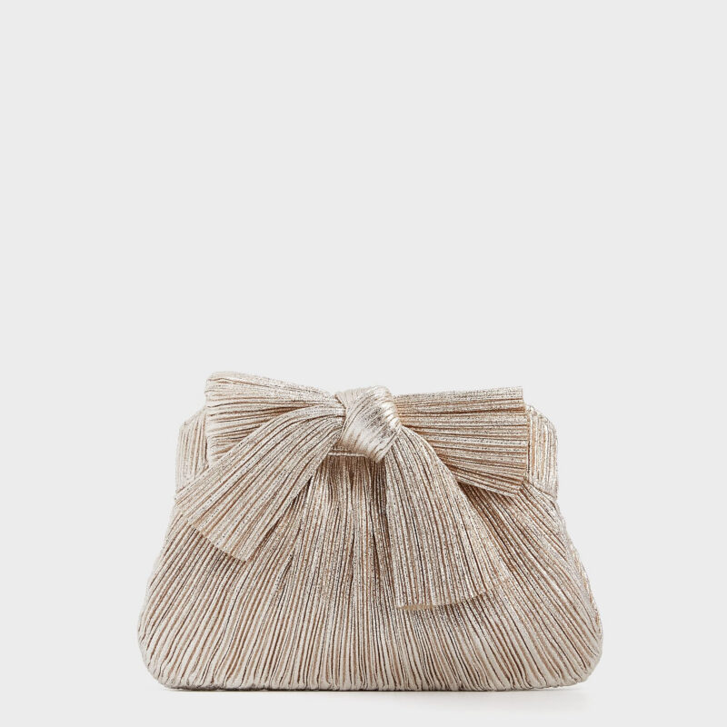 Champagne Shimmer Rayne Pleated Frame Clutch Loeffler Randall