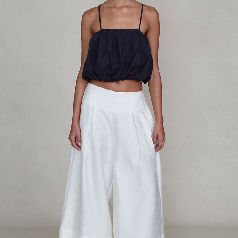 CHAN LUU - Dupioni Ultra Wide Leg Trouser White