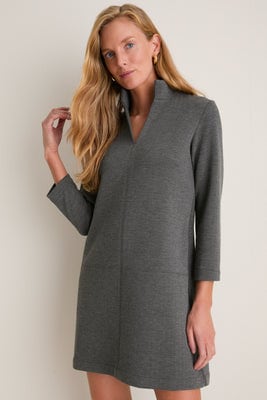 Charcoal Knit Herringbone Clifton Dress