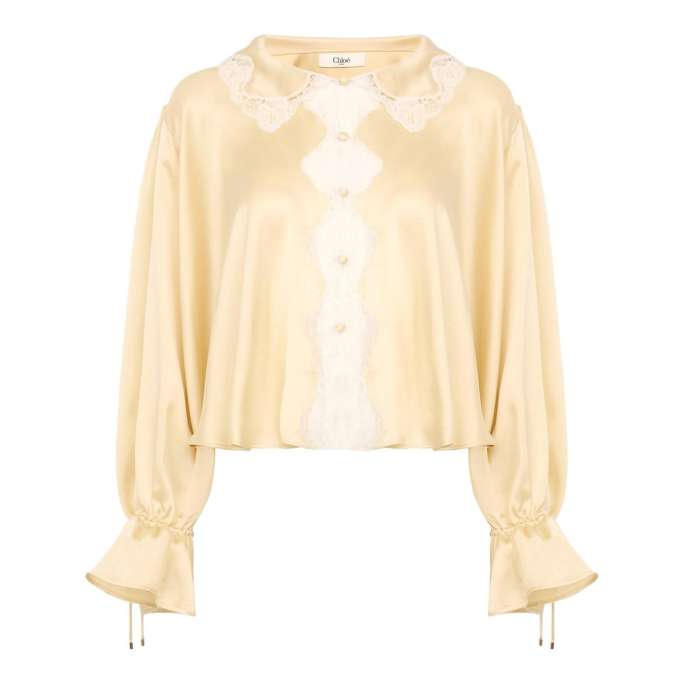 CHLOÉ - Fluid Top in Washed Silk Satin & Lace Chloé US
