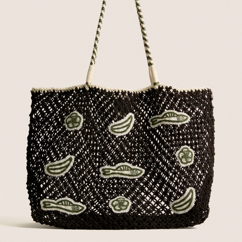 Chocolate with Multi Applique L'Ete Tote Clare V