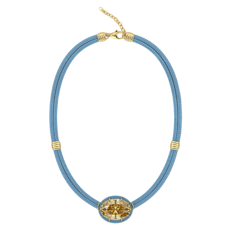 Citrine Silk Cord Pendant, Light Blue Cord Courtney Leidy