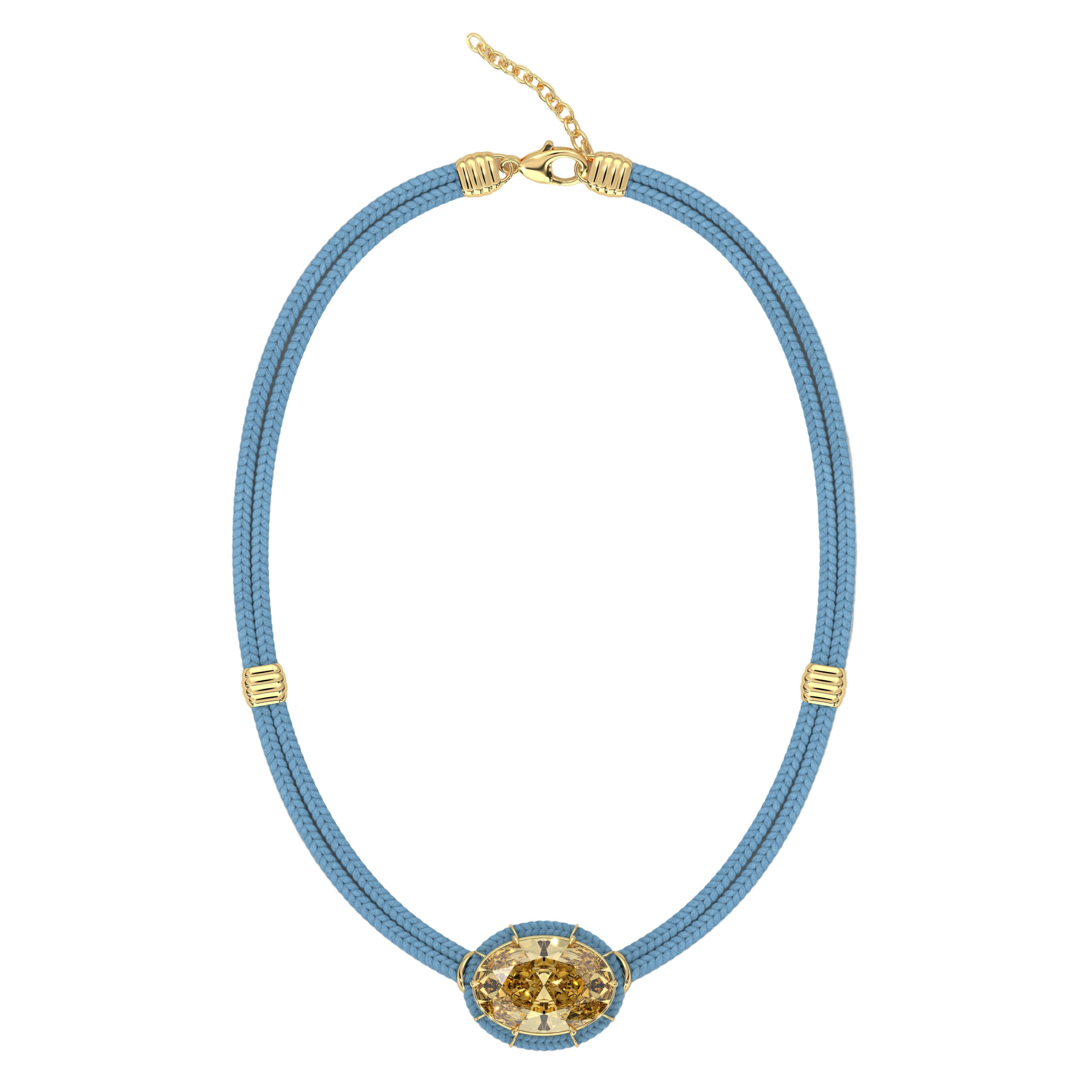 Citrine Silk Cord Pendant, Light Blue Cord Courtney Leidy