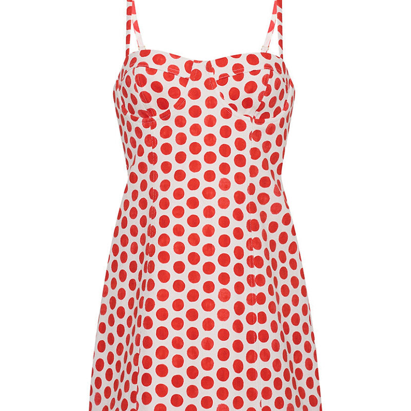 Claudine Mini Dress in Celeste Spot Red