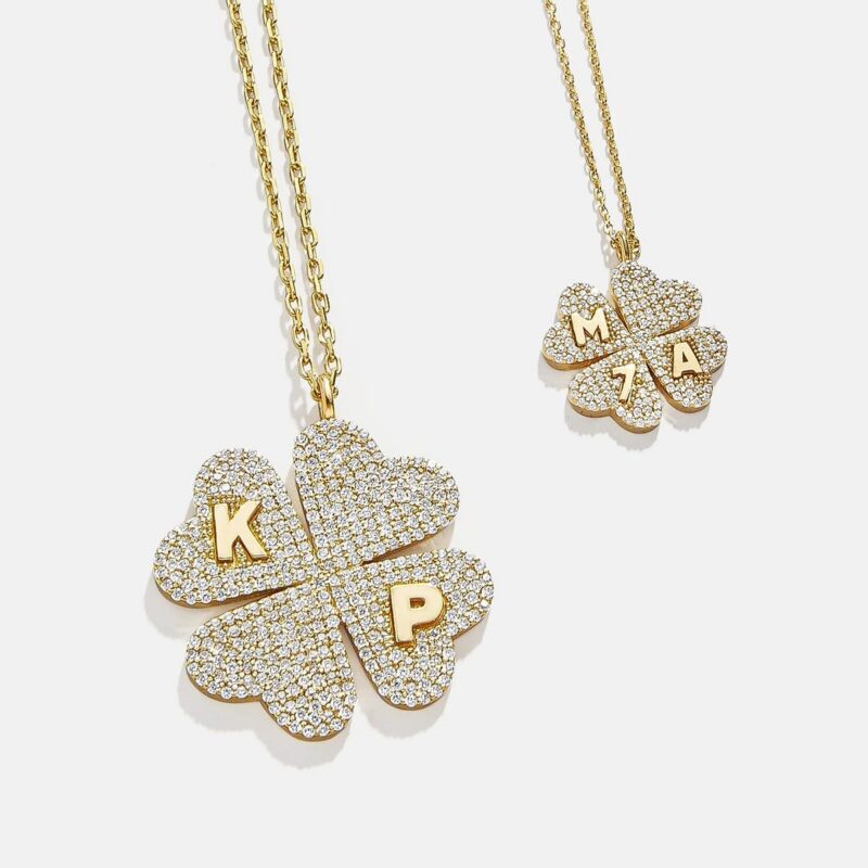 Clover 14K Gold Custom Pendant Necklace - 14K Gold. Pavé Cubic Zirconia Stones BaubleBar