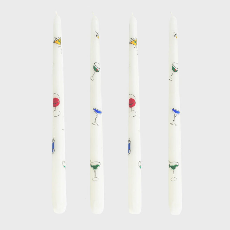 Cocktails Hand-Painted Taper Candles (Set of 4) Misette