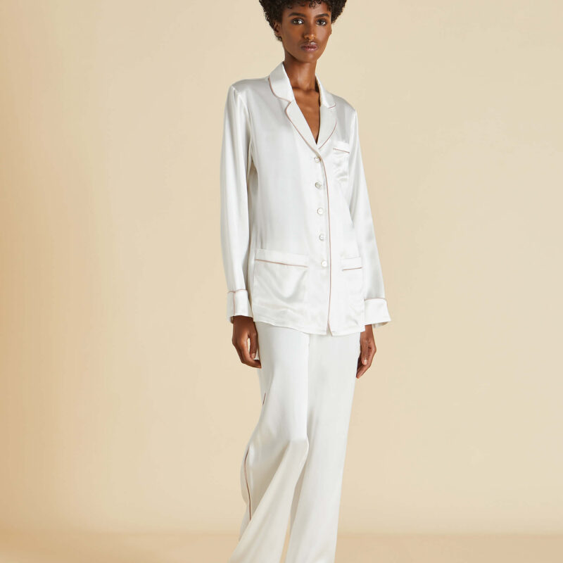 Coco Ivory Oyster Silk Pajamas Olivia von Halle