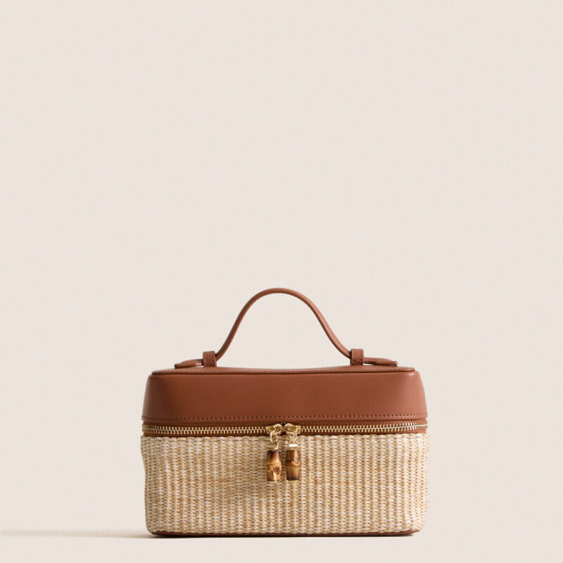 Cognac and Raffia Box Bag Tuckernuck Accessories